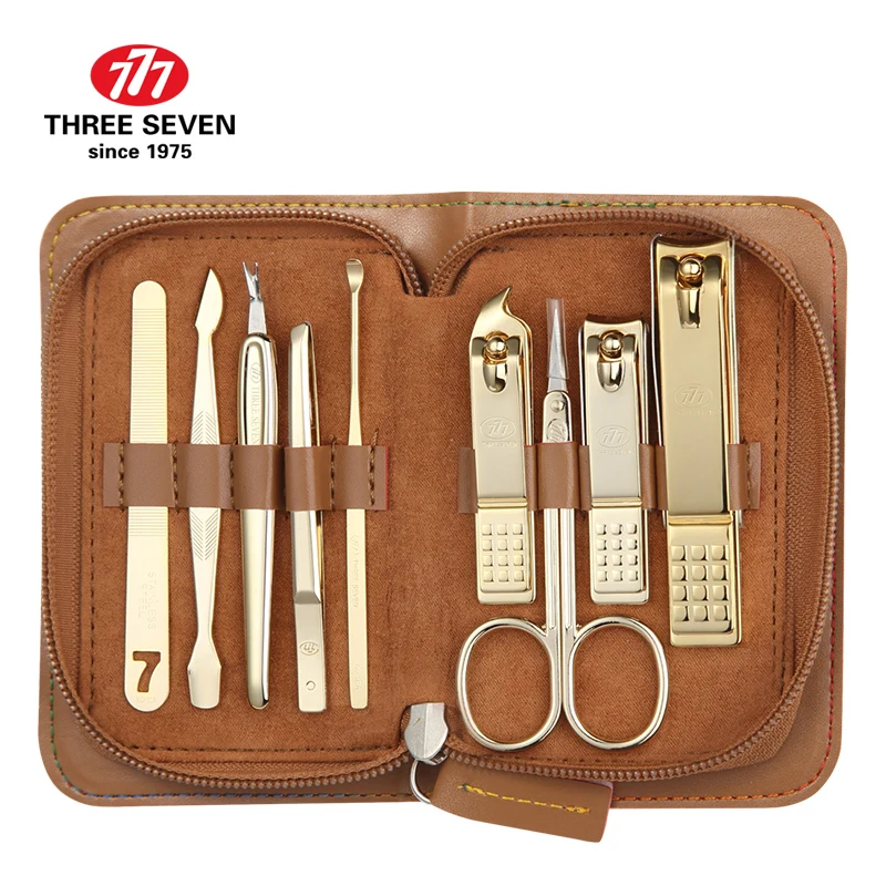THREE SEVEN/777 14K Gold Plated Nail Clippers Set 9 in 1