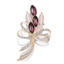 Классический изысканный женский золотой яркий опал сияющий кристалл большие броши «бант» булавка для женщин Свадебные букеты