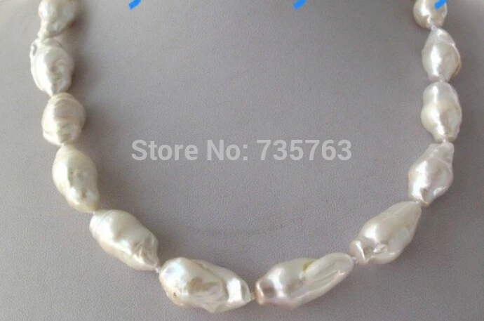 HOT 0014239 Unusual White Keshi Keishi Baroque Freshwater Pearl Necklace 14KGP