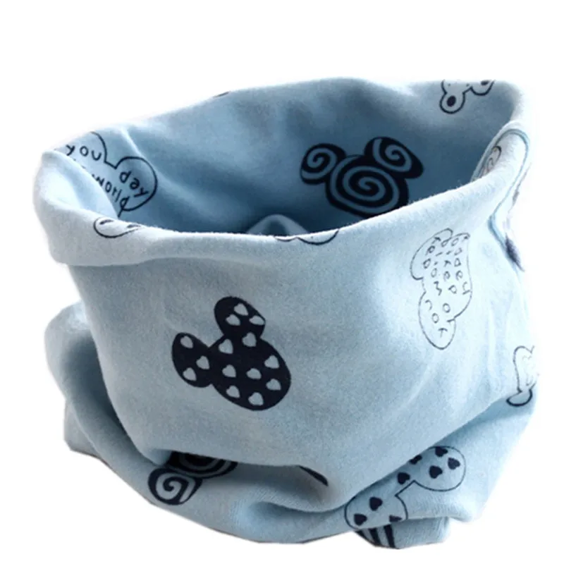 light blue Осенне-зимний детский шарф, теплый вязаный хлопковый детский шарф, шарф для девочек, шарф для малышей, шейный платок для детей, для мальчиков, круглый воротник - Цвет: light blue