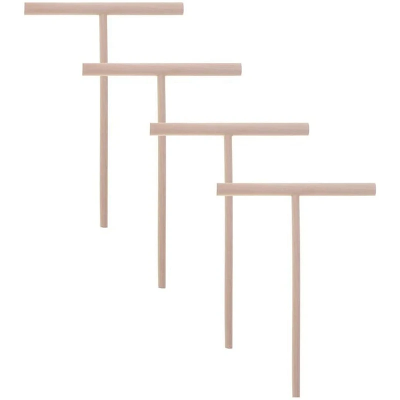Holz Crepe We G4Y6 4Pcs T-Form CrêPe Maker Pfannkuchen Teig Holz Spreader Stick