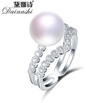 

Dainashi 100% Genuine Freshwater Pearl Ring Party Gift Hot Sale 925 Sterling Silver Crystal Zircon Adjustable Ring for Women