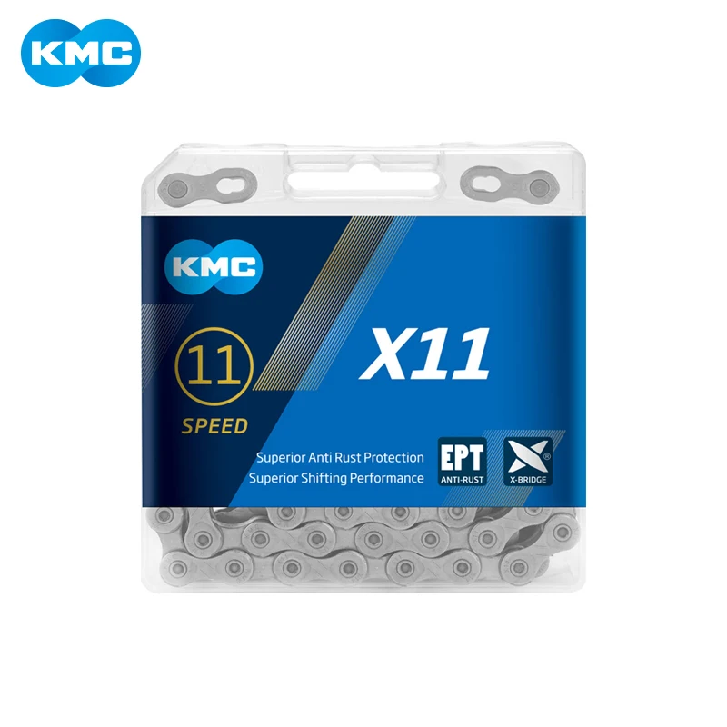 Chaîne KMC 9/10/11 Vitesses, 116 Mailles, Argent/noir, Pour VTT/Route