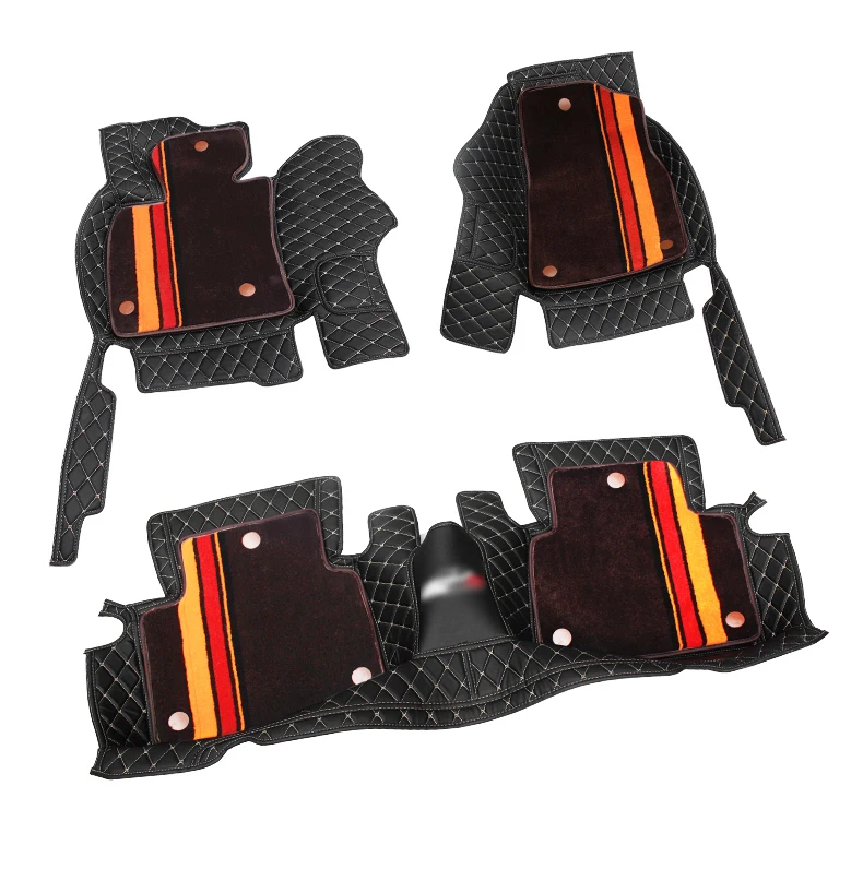 QHCP Wire Car Floor Mat Leather Foot Mats Kit Plush Carpet Rug Boot Pad Black Interior Protection Fit For Toyota Camry