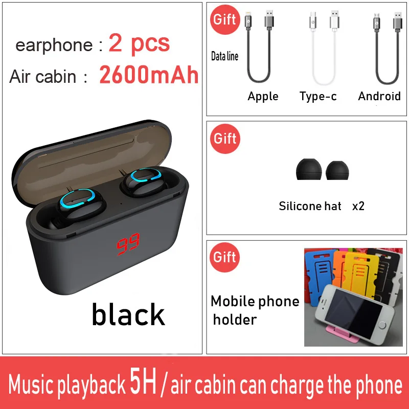 Новинка TWS Беспроводные наушники с Bluetooth зарядная коробка Наушники Спортивные HD