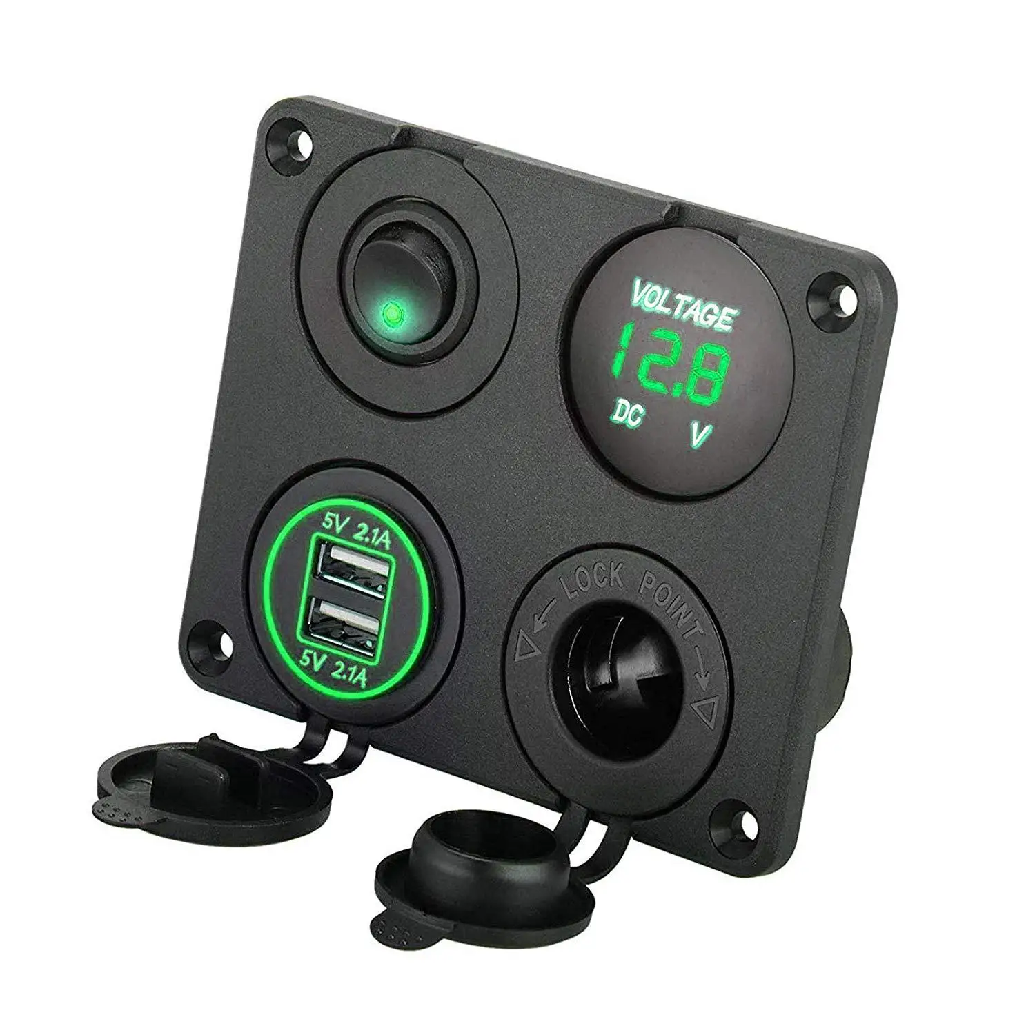 

4.2A Car Caravan Yacht Modified USB Switch Panel Mobile Phone Charger Car Cigarette Lighter with Voltmeter