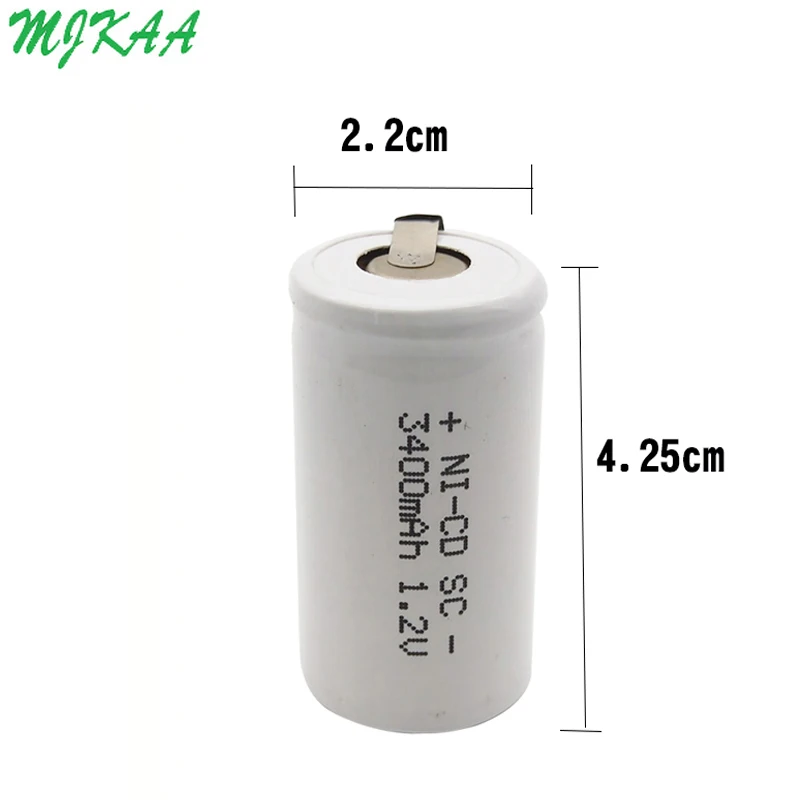 MJKAA 15 шт. SC 1,2 В 3400 мАч Ni-CD аккумуляторная батарея 22*42 Sub C батареи с удлинителем, обработанные в набор инструментов