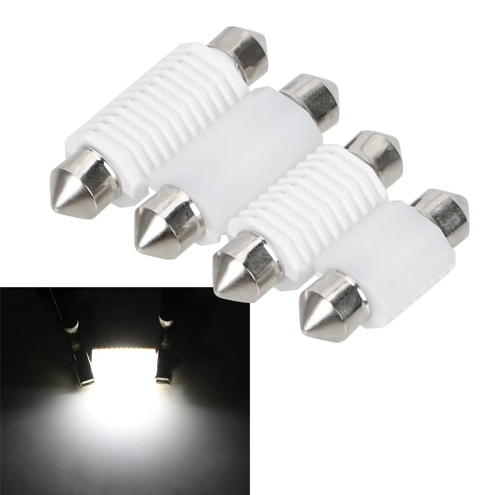 LEEPEE Автомобильная купольная лампа для ламп накаливания C5W 3030 2SMD Canbus без ошибок Керамический автомобильный плафон внутреннего освещения 31 мм 36 мм 39 мм 41 мм Светодиодная лампа