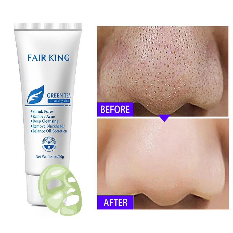 

40 г Зелёный чай для удаления угрей, Смягчающая маска для ухода за кожей лица, удаляет угри на носу глубокий для очистки пор полосы увлажняющий пилинг маска для лица