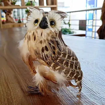 

Garden Mini Lovely Artificial White Black Furry Owl Scare Bird Props Gifts Kids Toys Creative Home Garden Decoration Supplies
