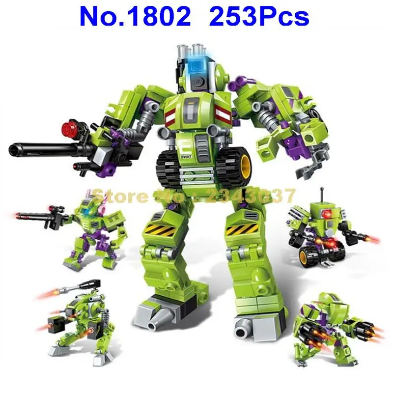 1802 253pcs 4in1 Transformation Robot Mech Warrior Gunnery Battery Enlighten Building Block Toy | Игрушки и хобби