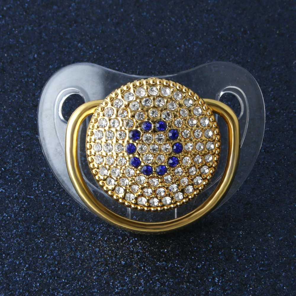 Luxury Baby Pacifier Initial Letter D Bling Pacifier Jewelry Rhinestone Twinkling Pacifier Holder Clip BPA free Soother Dummy
