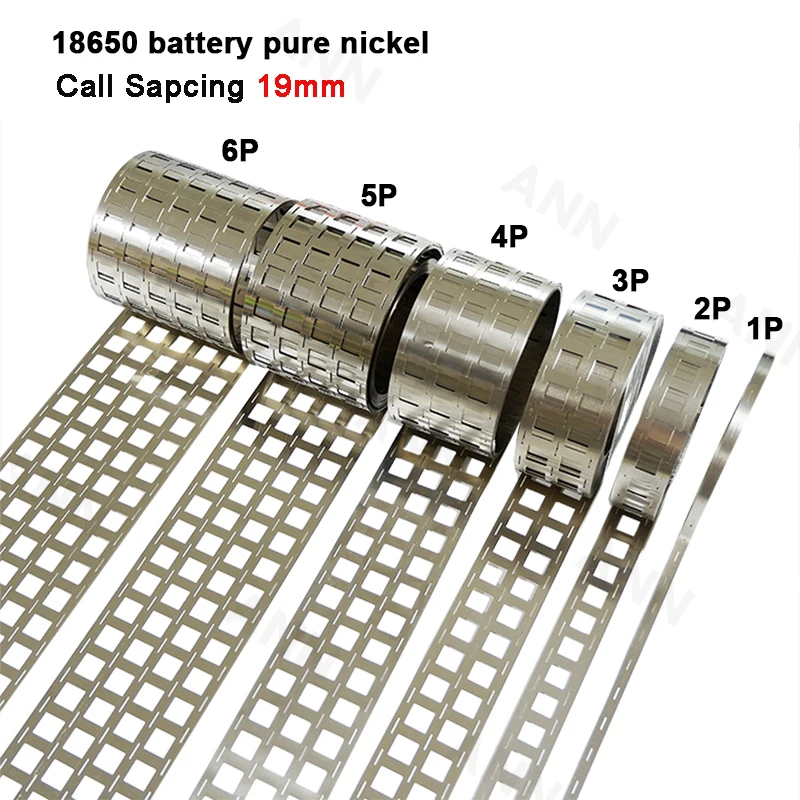 

10m 99.9% pure nickel 18650 battery pure nickel strip 1P/2P/3P/4P/5P/6P nickel tab battery spacing 19mm
