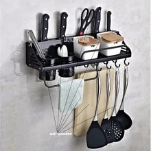 Многофункциональный кухонный держатель, органайзер, большой подшипник, емкость, алюминиевая полка, стойка для специй, без пробивки, настенный