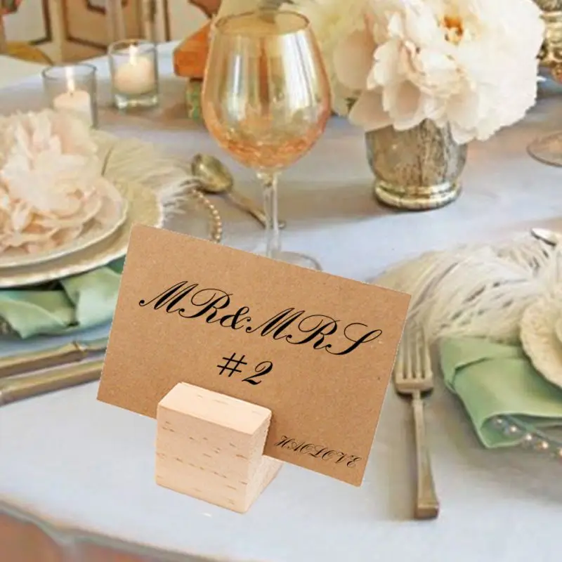 

10 pcs Wooden Place Card Holders Base Name Card Table Picture Photo Holder For Wedding Decorations
