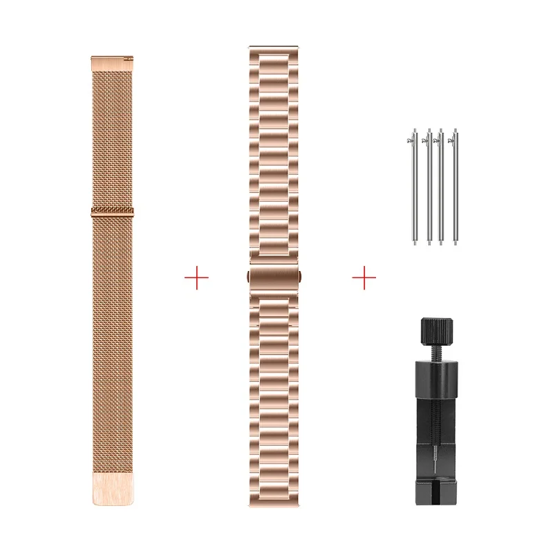 Rose gold Ремешок из нержавеющей стали для samsung Galaxy Watch 42 мм 46 мм gear Spor/S3/S2 металлический сменный браслет на запястье 18 мм 20 мм 22 мм - Цвет ремешка: Rose gold