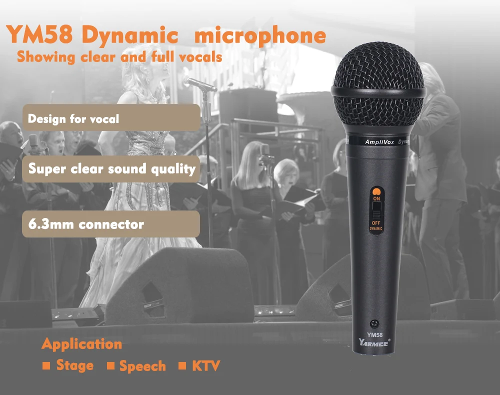 Yarmee Профессиональный Портативный динамический микрофон для сценической речевой лекции церкви обучения караоке системы поют Gamin