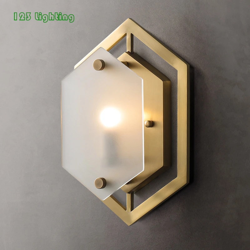 

Modern Copper Glass LED Wall Lamp Wall Decoration Living room Bedroom Wall Sconce Surface Mount Home Luminaire Loft Wall lights