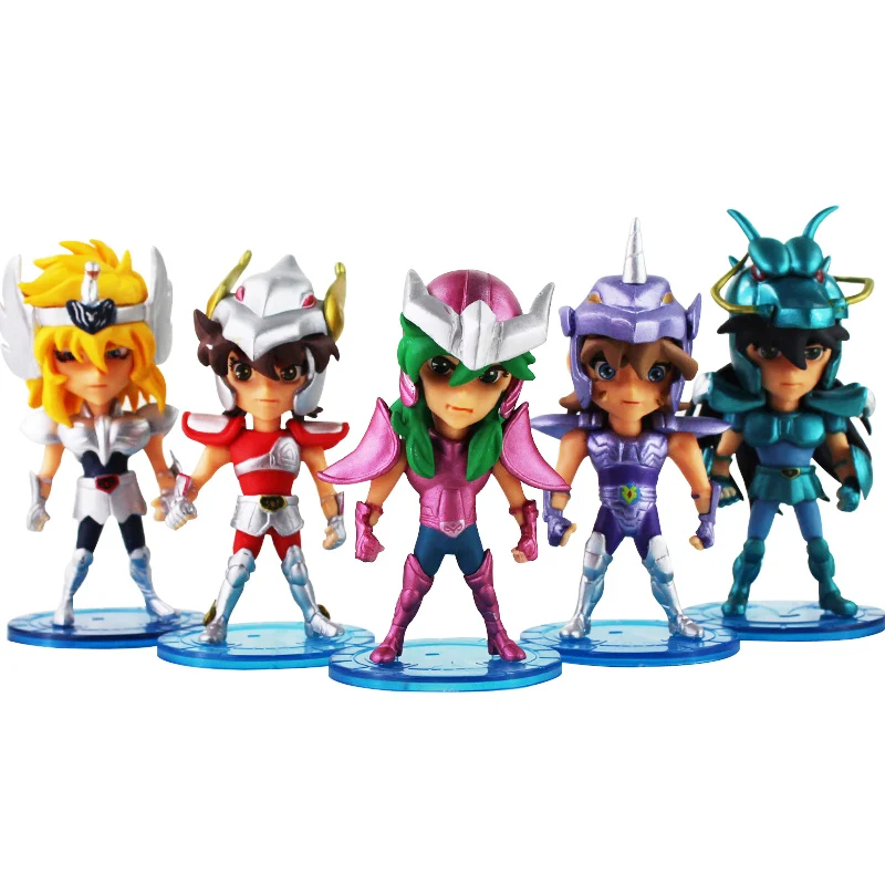 Недорогие игрушки 5 шт. Saint Seiya Cygnus Hyoga Unicorn Jabu Dragon Shiryu Andromeda Shun Pegasus ПВХ Фигурки Masami