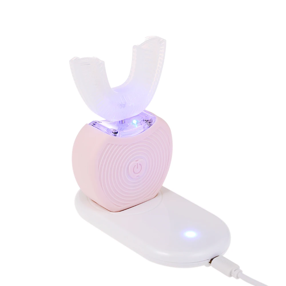 

360 Degrees Sonic Automatic Electric Toothbrush USB Rechargeable Intelligent Ultrasonic Silicon Toothbrush 4 Modes U Type Timer