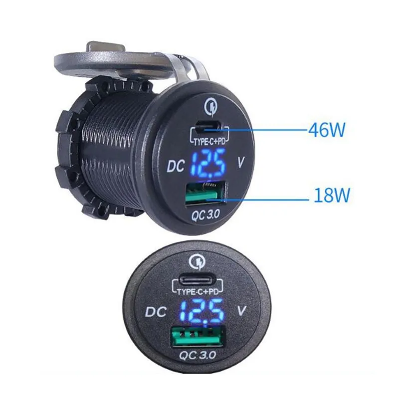 

Universal QC3.0 Car Charger Led Single-port USB Car Charger Type-C PD Socket Auto Charger For iPhone Charging In Car Motorcycle