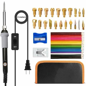 

45Pcs Wood Burning Tool Kit Pen Pyrography Supplies Iron Tips Art Craft Set US Plug 110V Soldering Iron Welding Tool