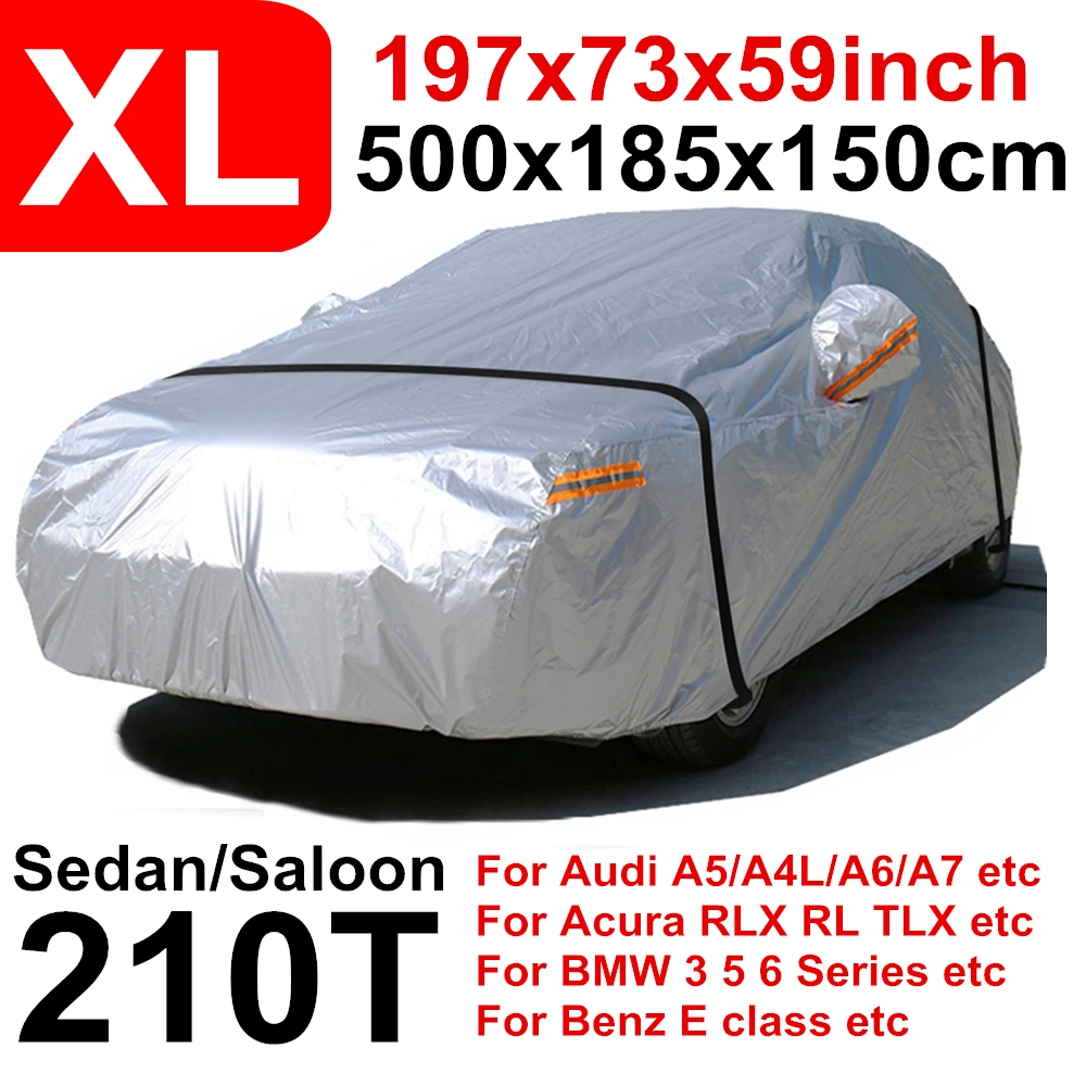 XL XXL покрытие для автомобиля седан 210T защита от воды и дождя полная защита от пыли УФ Защита от солнца для наружного использования в помещении D40 - Название цвета: Черный