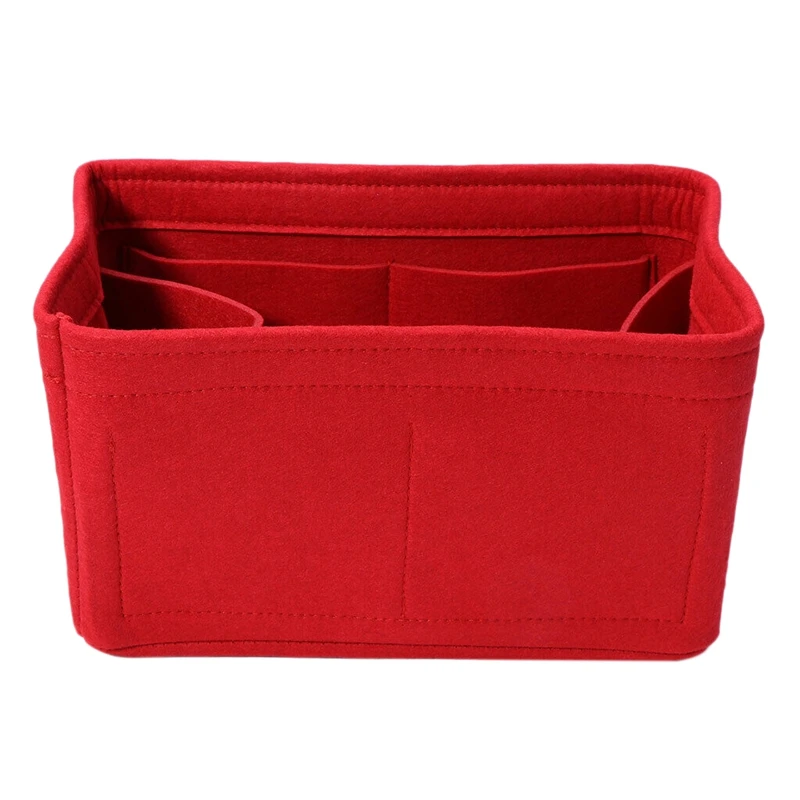 

Home Storage Bag Felt Insert Bag Makeup Organizer Inner Purse Portable Cosmetic Bags Storage Red Storage