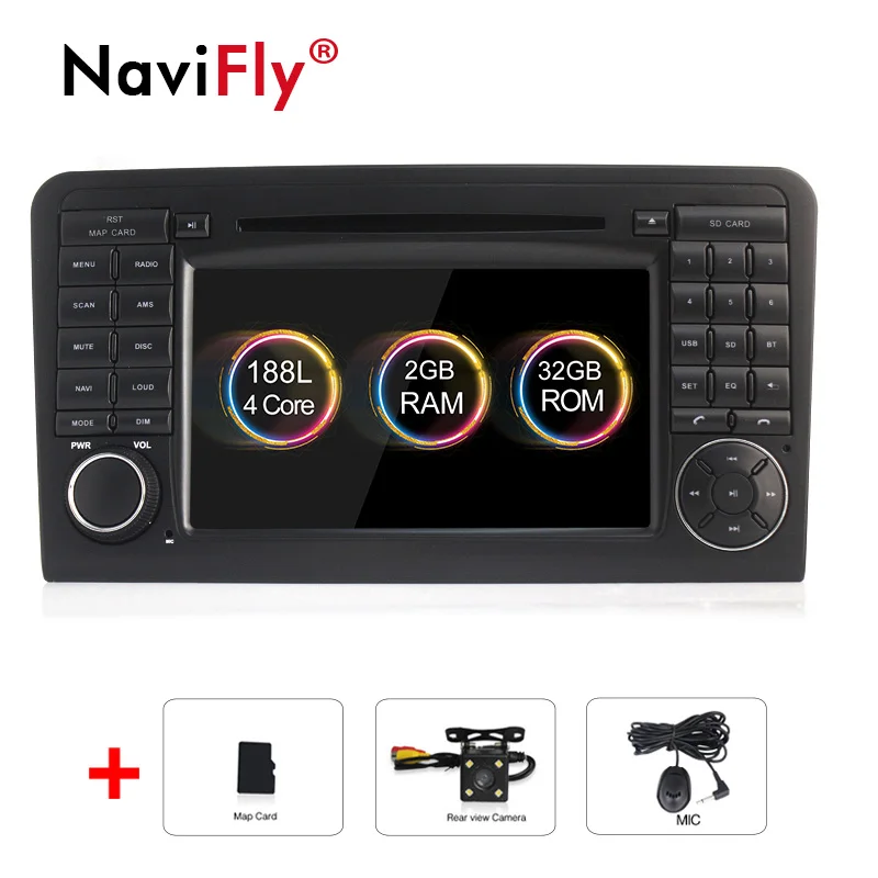 add camera Navifly Android 9,1 автомобильный мультимедийный DVD плейерт для Mercedes Benz ML серии W164 ML GL gps навигация радио AM карта 2G ram 32G rom - Цвет: add camera