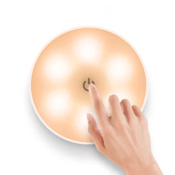 

LED Night Light Easy Install Kids Room Round Adjustable Brightness Bedside USB Rechargeable Bedroom Cabinet Wall Touch Control