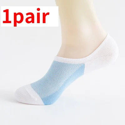 1pair 1/3/5 пар модные Для мужчин носки-башмачки лето-осень нескользящий Силиконовый невидимый хлопковые носки мужские носки до лодыжки тапочки Meias носки - Цвет: 1pair