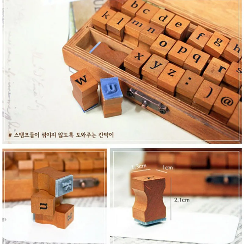 30 шт. Ретро Алфавит Письмо Uppercase Lowercase деревянный комплект резиновых штампов ремесла штампов для Scrapbooking
