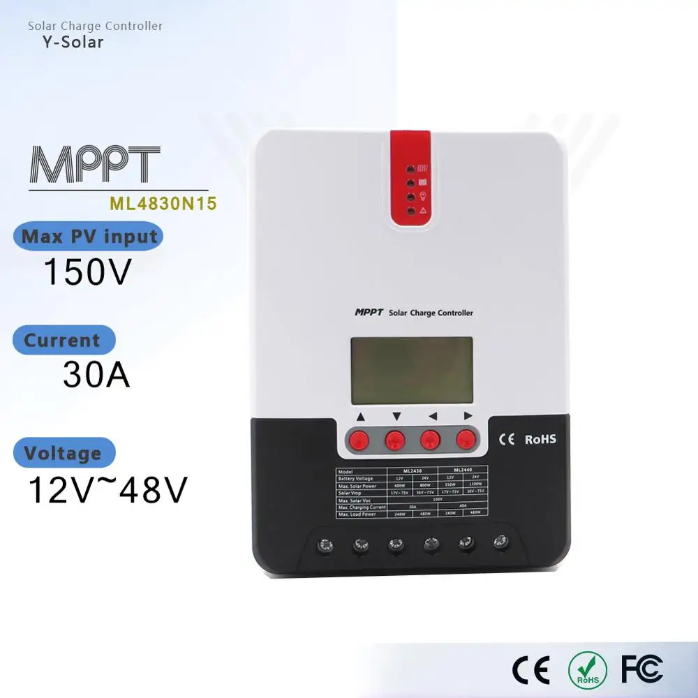 Y-SOLAR MPPT 30A DC 12 В/24 В/36 В/48 В Автоматическая идентификация защитного инверсора для солнечных нагрузок PV Контроллер заряда Регулятор заряда