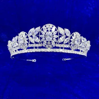 

Classic Silver Full Cubic Zirconia Tiara CZ Tiaras Bridal Diadem Wedding Hair Accessories Jewelry High Quality MY3641