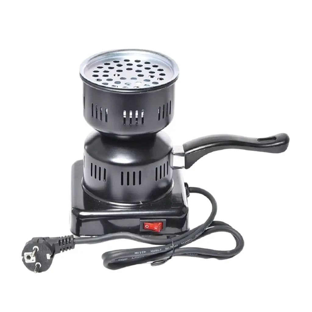 Portable Black Hookah Charcoal Stove, Multipurpose Electric Coals Burner, Quick Heating Shisha