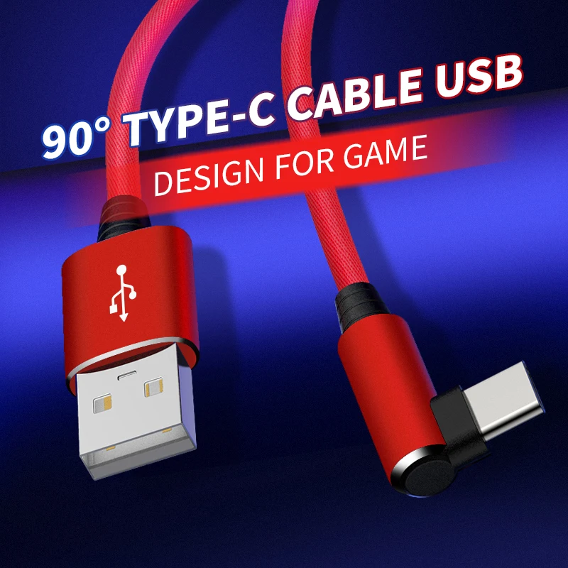 Posuger 90 градусов usb type C Быстрая зарядка USB кабель type-c шнур для передачи данных