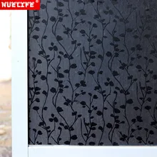 Self-adhesive black flowers pattern opaque window glass film living room bedroom kid room shop insulation sunscreen window paper