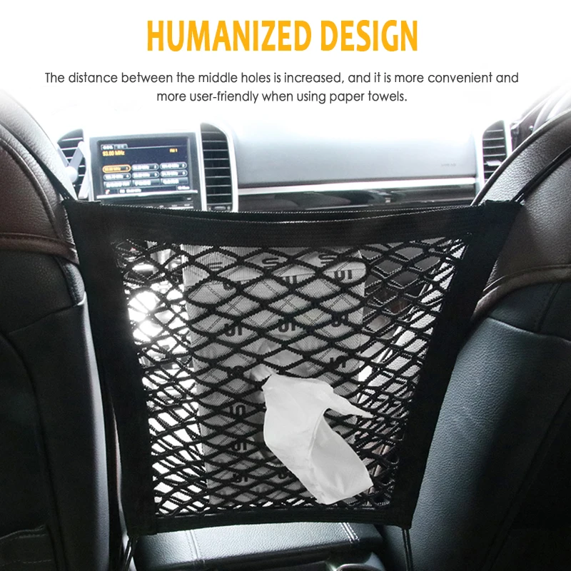

Car Accessories 30*25cm Two Layers Car Storage Organizer Seat Back Storage Elastic Mesh Net Between Bag Car Styling Dropshipping