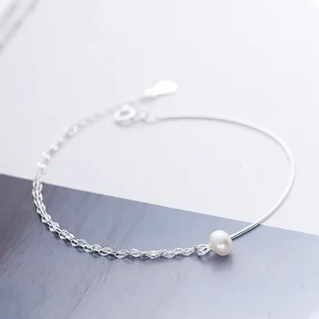 

Pearl Double Layer Anklets silver 925 jewelry Fashion Double Chain Leg Bracelet simple charm Foot Jewelry Accesorios Gifts