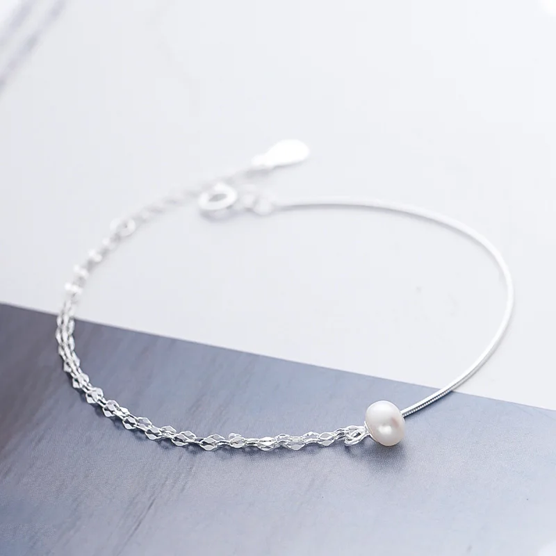 Pearl Double Layer Anklets silver 925 jewelry Fashion Double Chain Leg Bracelet simple charm Foot Jewelry Accesorios Gifts Pearl Double Layer Anklets silver 925 jewelry Fashion Double Chain Leg Bracelet simple charm Foot Jewelry Accesorios Gifts