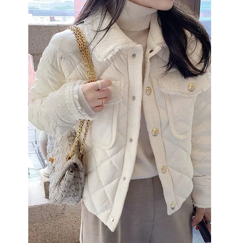 LADIES LINED QUILTED Coat Sainsburys Tu Size L/16 In A Light Taupe