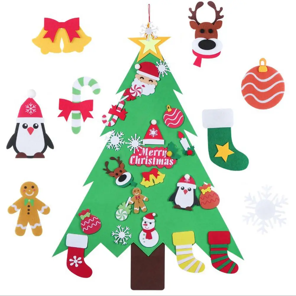 DIY Felt Christmas Tree New Year Gifts Children Toys Wall Hanging Decoration Stickers Puzzle Toy Xmas Home Decor | Дом и сад