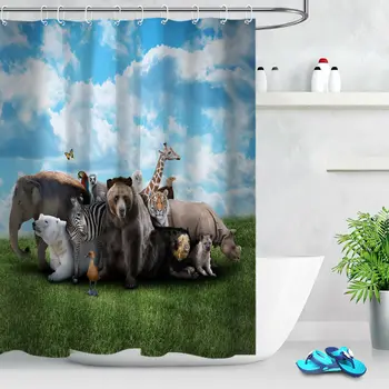 

Animals Green Meadow Wildlife Bathroom Fabric Shower Curtain Set
