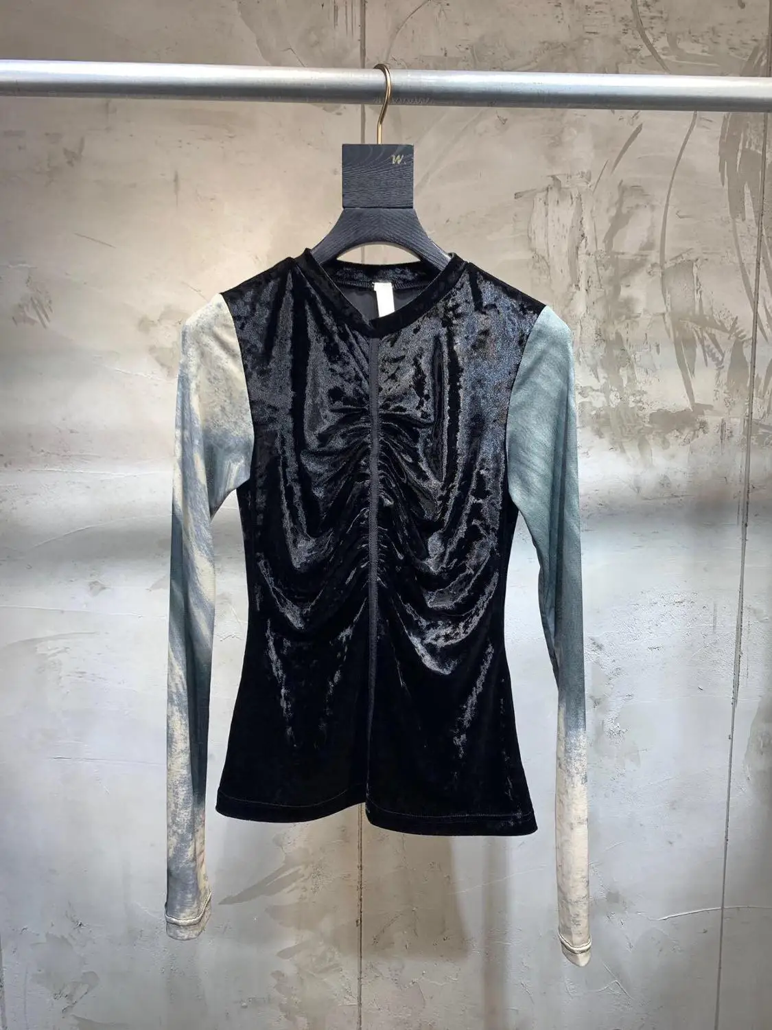 

2019FW new women velvet T-shirt tee female casual patchwork bottoming tee tops ddxgz2