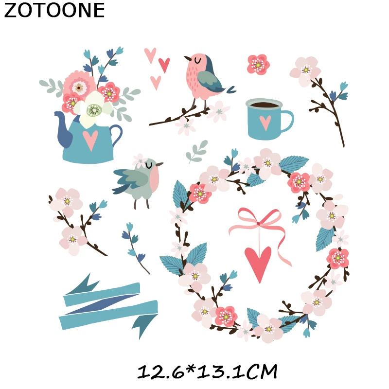 ZOTOONE животные нашивки с Фламинго цветок железо на передачи для одежды футболка теплопередача наклейка DIY аксессуары аппликации F1 - Цвет: ZT1638