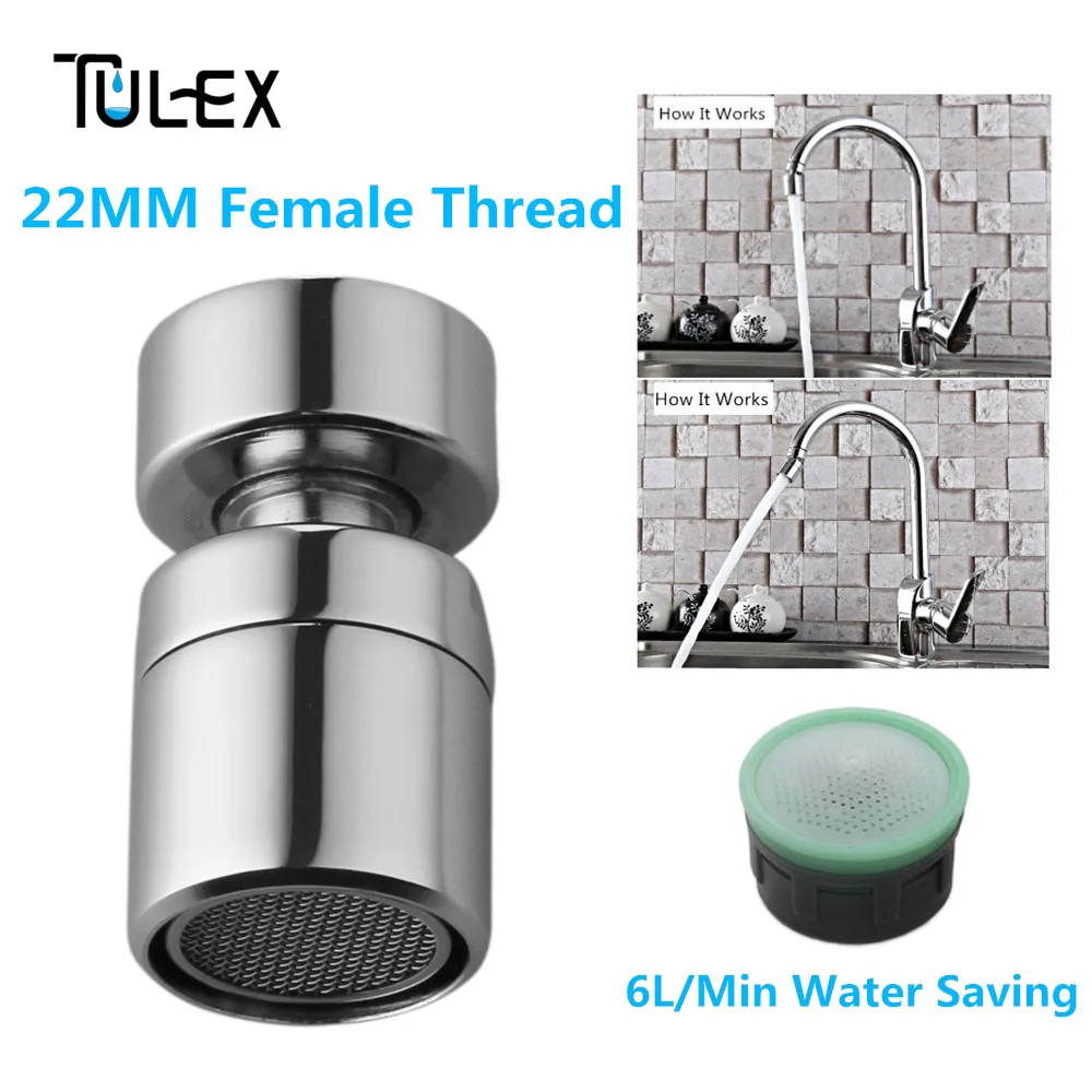 TULEX для Кухня экономии воды 22 мм Женский резьбовой смеситель Поворотный аэратор Насадка на смеситель аксессуар