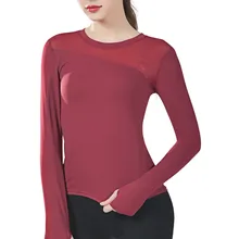 Трикотажные перспективные спортивные топы для тренировок и занятий йогой, женская футболка для тренировок с длинным рукавом с отверстием Tumb высокого качества, фитнес-кроп-топ, топ для йоги A1