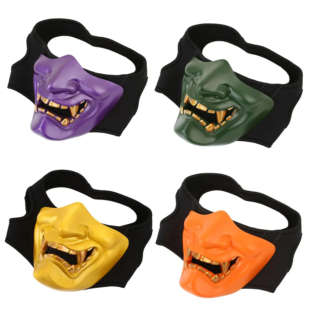 

Airsoft Paintball Military Tactical Prajna Half Face Mask Samurai Hannya Horror Skull Halloween Hunting Protective Half Masks