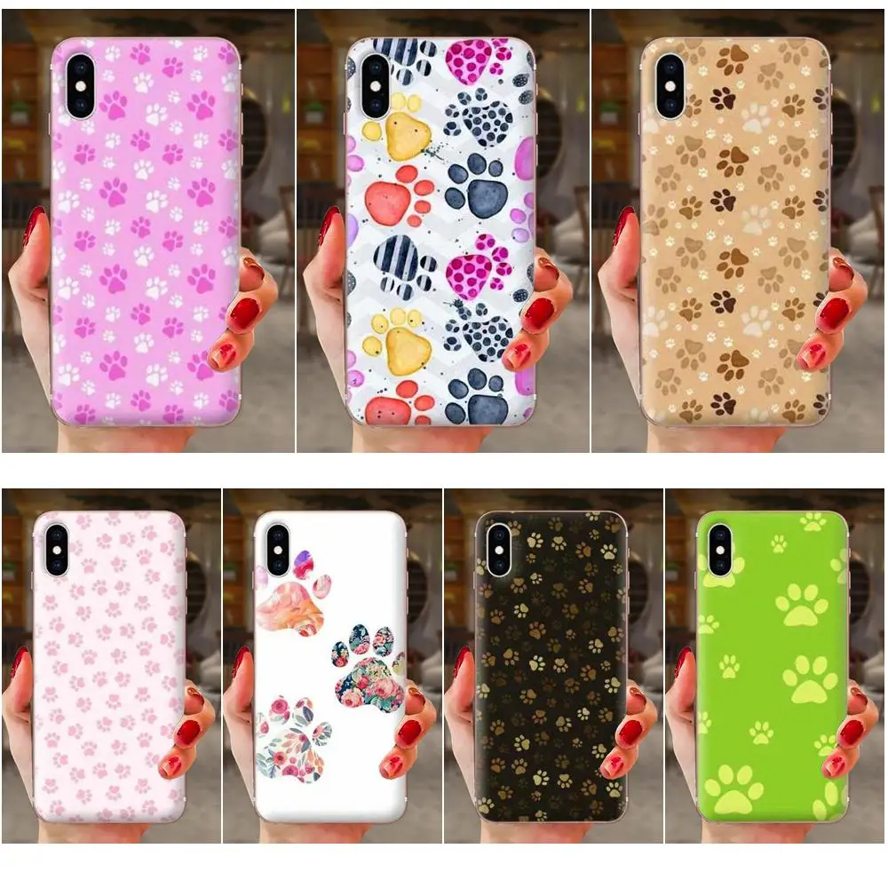 For Samsung Galaxy Note 5 8 9 S3 S4 S5 S6 S7 S8 S9 S10 5G mini Edge Plus Lite High Quality Soft Back Dog Footprint Paw | Мобильные