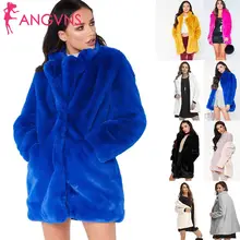 Женское зимнее однотонное теплое пальто с длинным рукавом и отложным воротником, Повседневная Осенняя верхняя одежда из искусственного меха